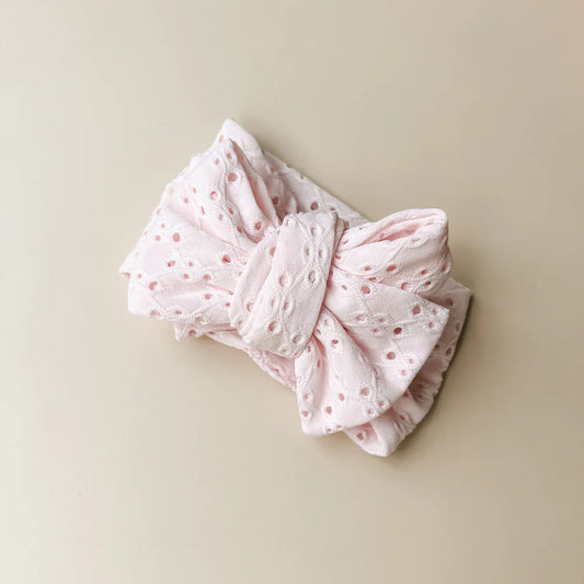 Bambi Eyelet Oversized Topknot - Baby Pink