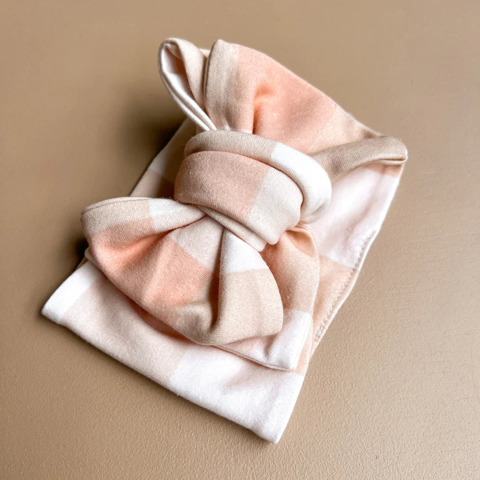 Honey Peach Gingham Oversized Topknot