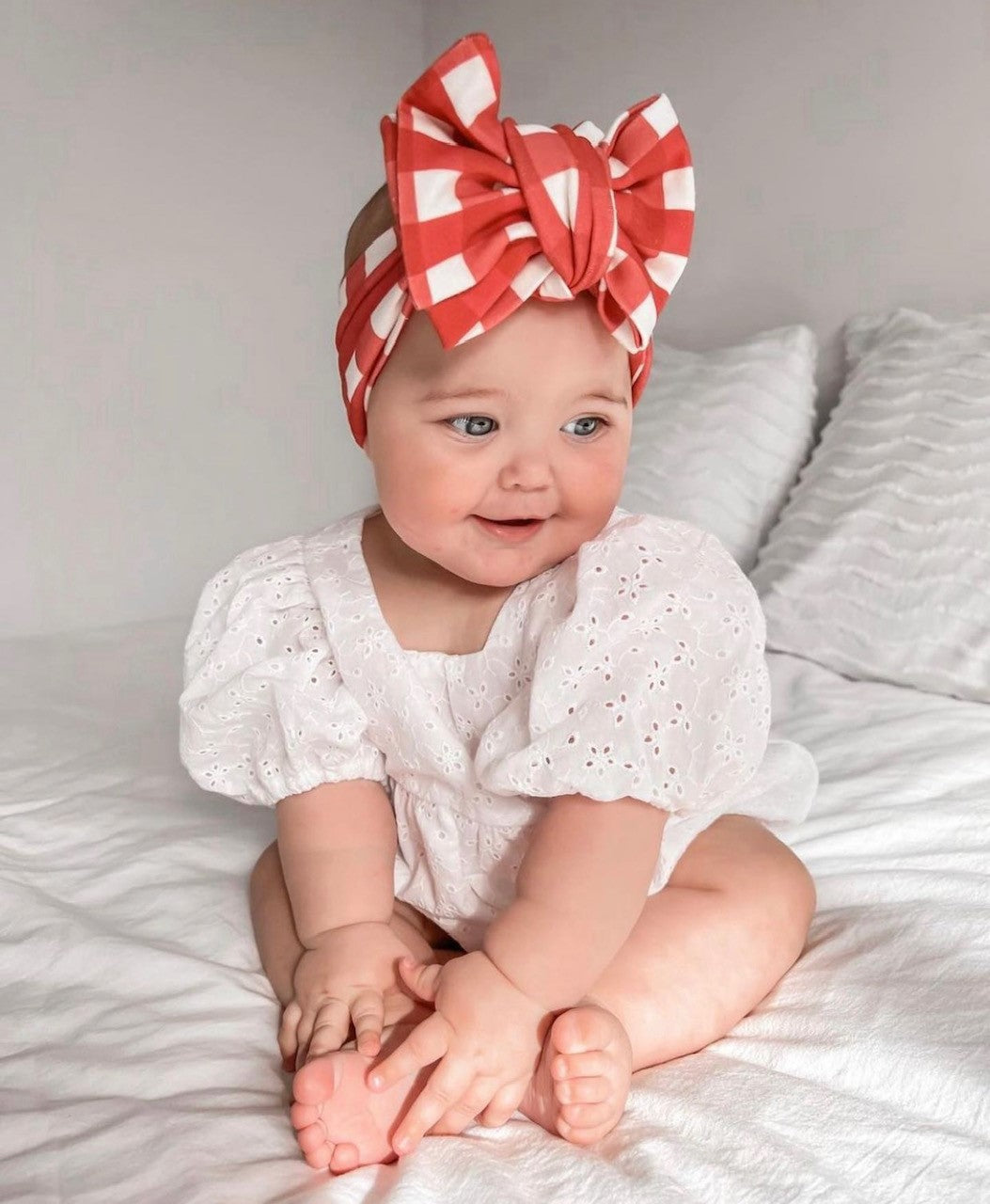 Red Gingham Oversized Topknot