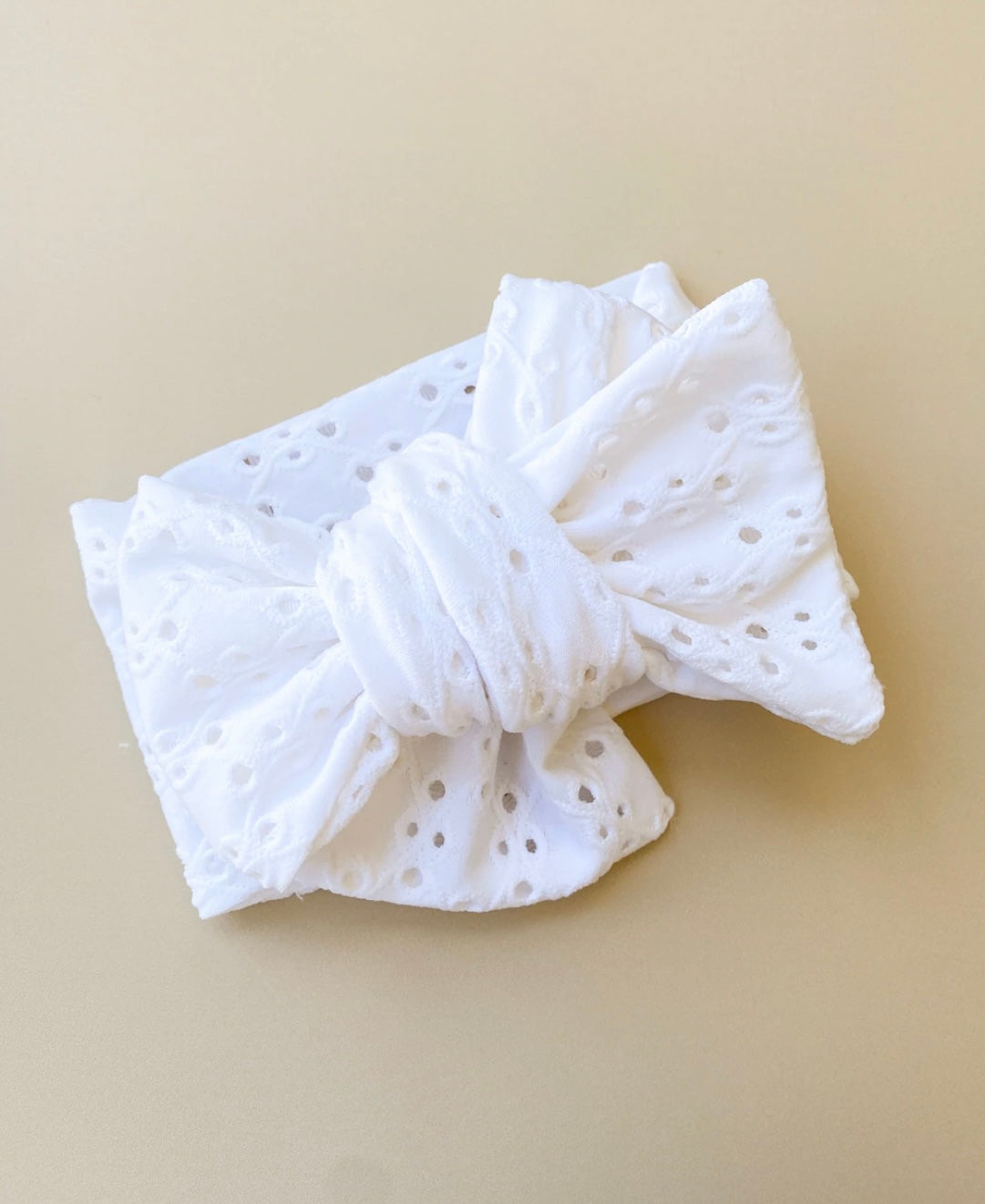 Bambi Eyelet Oversized Topknot, White - Little and Fern