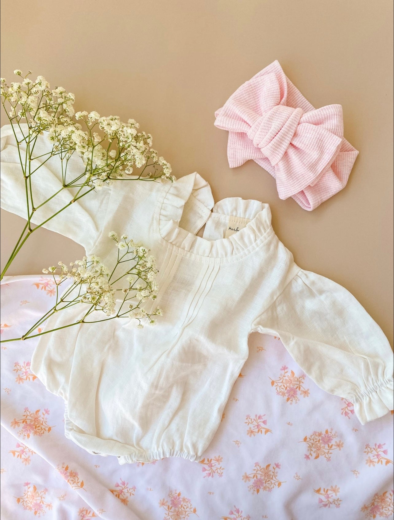 Bowie Waffle Oversized Topknot - Baby Pink