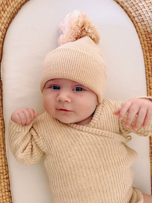 Pom Beanie - Nude