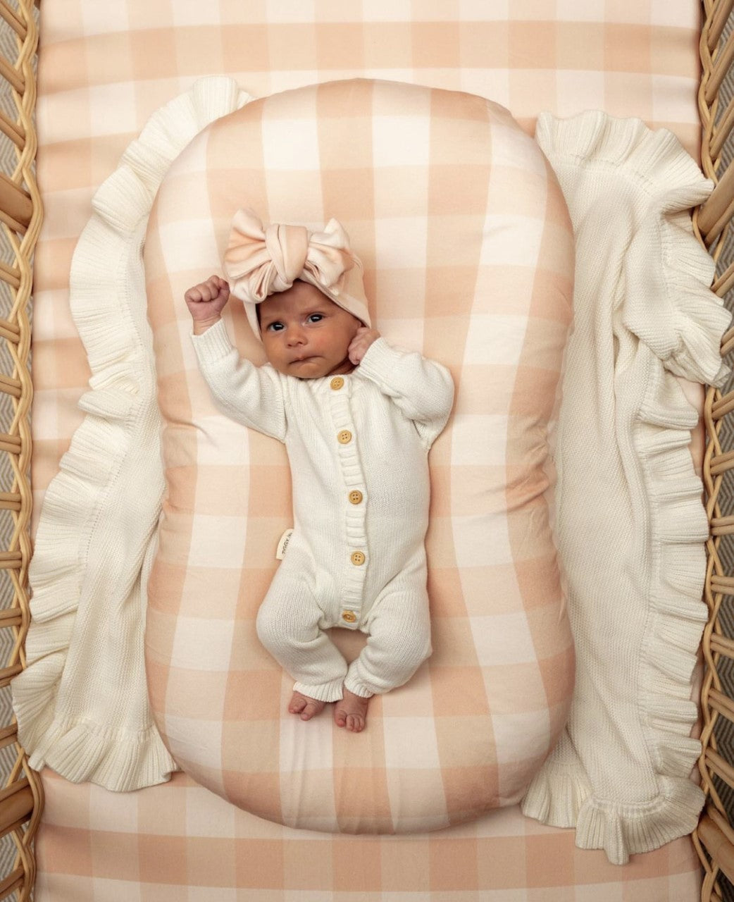 Honey Peach Gingham Oversized Topknot