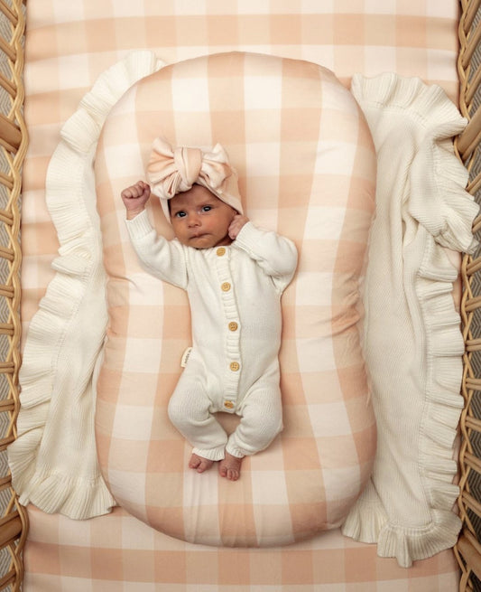 Honey Peach Gingham Oversized Topknot