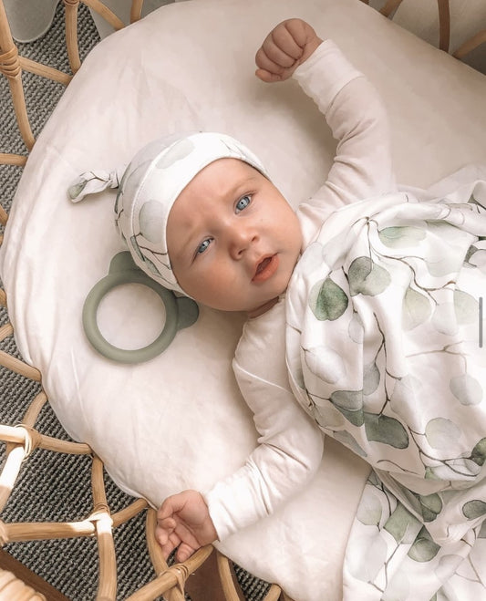 Eucalyptus, Beanie and Swaddle Set