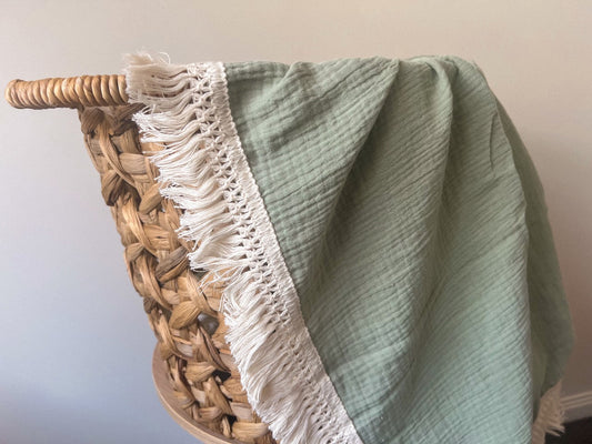 Mint Fringe Swaddle