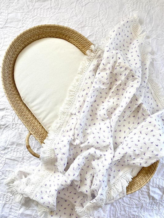 Purple Floral Fringe Swaddle